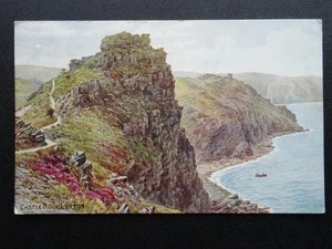 Devon Lynton CASTLE ROCK Artist A.R. Quinton c1930s Postcard by J Salmon - Picture 1 of 2