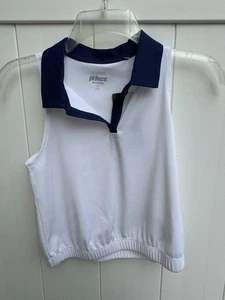 Blusa Prince Azul Cuello Blanco Acanalado Sin Mangas Niña’s Grande (14) Nueva - Imagen 1 de 4