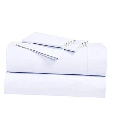  Hojas de percal crujiente Abripedic, 300 hilos, 4 piezas hoja sólida blanco rey Foto 1 de 3