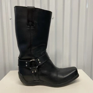 Adam’s Boots Moto Black Leather Square Toe Wedge Harness Boots Women’s 37/US 7 - Bild 1 von 24
