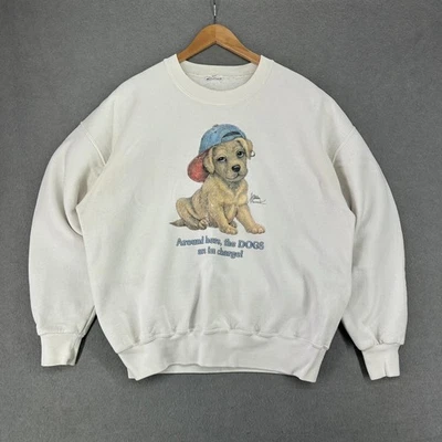 Sudadera De Colección Bob Harrison Para Mujer XL Blanca Alrededor De Aquí ¡Los Perros Están A Cargo! Foto 1 de 4