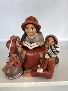 Vintage peruanische Handarbeit roter Ton Geschichtenerzähler Lehrerin Mutter Volkskunst Vintage Peru - Bild 1 von 14