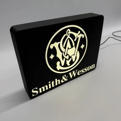 Smith & Wesson логотип светодиодный гараж знак 9 «широкая настенная полка стола декор подарок искусства - Изображение 1 из 4