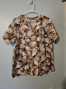 Tafford Brand Halloween Print Scrub Top - sz L - Picture 1 of 4