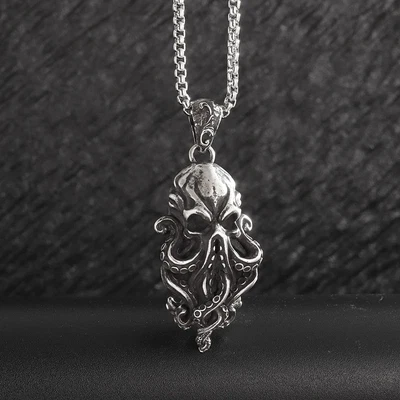 Cthulhu Monster Jewelry Silvery Mythology Sea Monster Octopus Pendant Necklace - Image 1 of 4