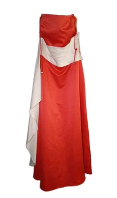 Vestido Forever Yours International de graduación/dama de honor talla 14 naranja y crema Foto 1 de 4