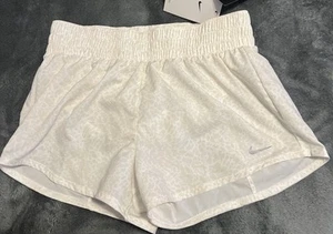 SMALL Nike Women's One Dri-FIT Mid-Rise 3" Brief-Line Shorts in White/Phantom - Picture 1 of 7