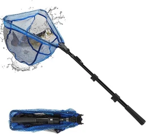 Fishing Landing Net with Telescoping Pole Handle, Trout Fishing Rubber Coated... - Picture 1 of 6