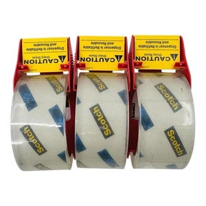 3 Rolls Scotch Heavy Duty Shipping Tape with Dispensers 1.88" x 54.6 yds Clear - Picture 1 of 8