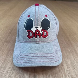 Disney Mickey Mouse Dad Hat Gray Red Stitching Adjustable Baseball Cap - Picture 1 of 4