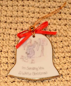 PRECIOUS MOMENTS Bell Ornament ~ I'm Sending You A White Christmas ~ 1988 - Picture 1 of 5