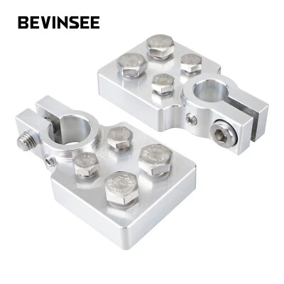 Aluminum Pair 4 Spot Flat Lug Battery Terminal For SAE Top Post Clamp - Image 1 of 4