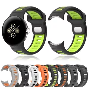 For Google Pixel Watch 3 45mm Sport Band Dual-Colors Silicone Rubber Wrist Strap - Picture 1 of 29
