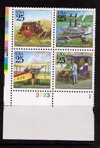 US USA Sc# 2437a MNH FVF PL# BLOCK Steamboat Stagecoach Biplane Automobile UPU - Picture 1 of 1