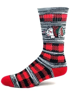 Chicago Blackhawks Hockey Red and Black RMC Quilt Crew Socks - Picture 1 of 3
