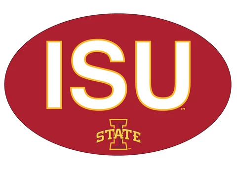 IOWA STATE BLOCK LETTER OVAL MAGNET-IOWA STATE CYCLONES CAR MAGNET-NEW FOR 2016! Cover