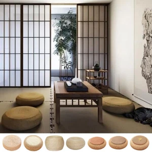 Japanese Style Tatami Floor Cushion Handmade Padded Knitted Straw Flat Natural - Picture 1 of 42