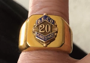Vtg DETROIT EDISON EMPLOYEE RING: 20 Yr Service Award; Size 12; Electric Utility - Picture 1 of 3