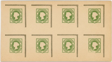 HELIGOLAND 1895 STATIONERY BLOCK of 8 GOLDNER PROOF PRINT 5pf Cover