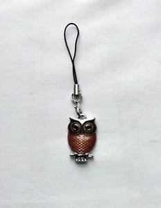 Brown Owl Phone Charm Dangle Lanyard Hanging Pendant Chain Car Decor Handmade - Zdjęcie 1 z 3