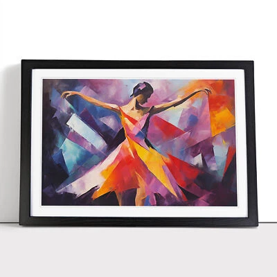 Ballet Dancer Abstract Framed Canvas Wall Art Print Poster Picture, Home Decor Foto 1 de 4