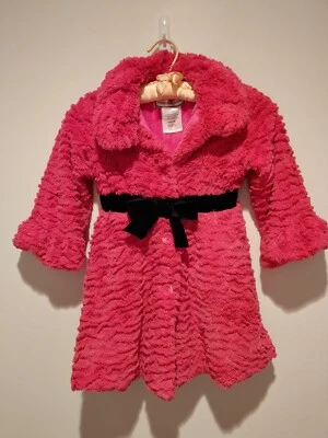 Chaqueta de terciopelo con lazo de piel sintética de chenilla rosa 4T American Widgeon Girls Foto 1 de 4