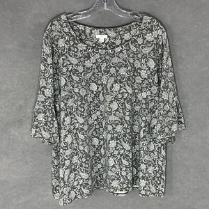 J. Jill Oberteil Damen XL Blumen Paisley Baumwollmischung Rüschenärmel Pullover Stretch - Bild 1 von 14