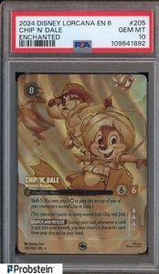 2024 Disney Lorcana EN 6 Enchanted #205 Chip 'N' Dale PSA 10 GEM MINT - Picture 1 of 2