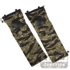 Tiger Stripes Camo Tactical Military Leg Gaiter With Protective Knee Pads