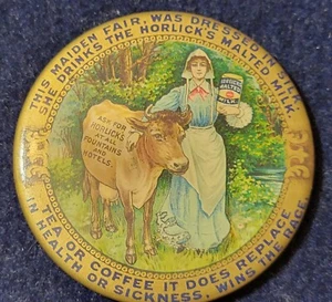 FINE EARLY 1900s HORLICK'S MALTED MILK ADVERTISING POCKETMIRROR IN EXC CONDITION - Picture 1 of 8
