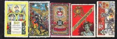 FRANCE. TIMBRE. VIGNETTE. CINDERELLA. DELANDRE. MILITAIRE. LOT DE 5 - Photo 1/2