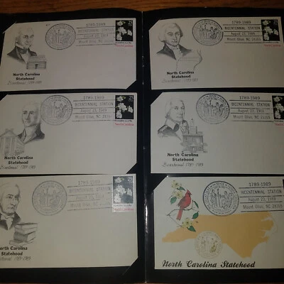 1989 North Carolina Bicentennial Statehood First Day Cover stamp set folder - Image 1 of 3