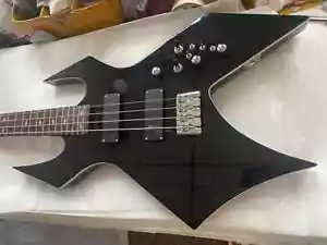 New Bass Black 4 Strings Electirc Bass Guitar Diamond Inlay Reverse Headstock - Picture 1 of 4