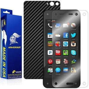 ArmorSuit Amazon Fire Phone Screen Protector + Black Carbon Fiber Skin USA - Picture 1 of 6