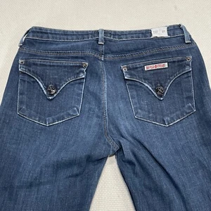 Hudson Carly Midrise Straight Jeans Size 27x29 Stretch Dark Wash Blue Back Flap - Picture 1 of 12