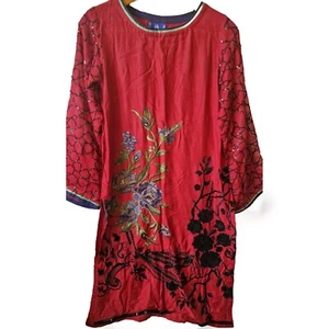 Gorgeous Red Sparkly Embellished Tunic Dress Embellished. Festiva Glittery Party - Picture 1 of 8