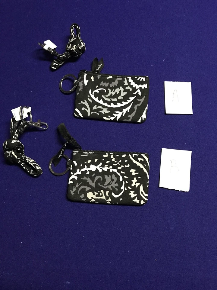 Vera Bradley Zip ID Case and Lanyard Paisley Noir 14559 24166