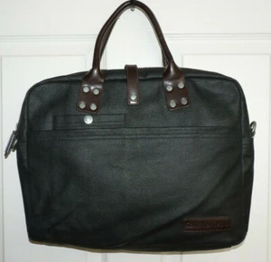 Calvin Klein Laptop Bag Black Coated Canvas / Real Leather Handles - Picture 1 of 12