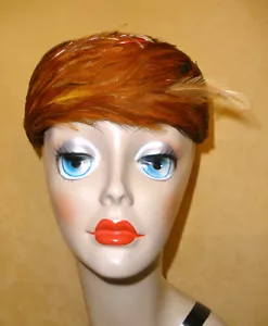 1960's Pheasant Feather Ladies Pillbox Hat by Polsky's - Picture 1 of 7