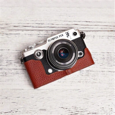 Medio estuche hecho a mano Olympus Penf PEN-F cuero genuino protector cámara inserto Foto 1 de 4