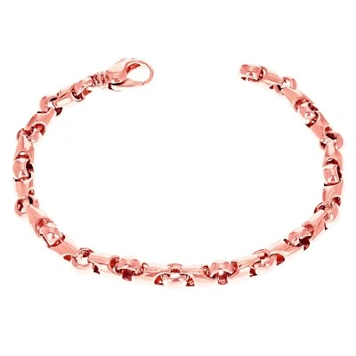 10k Rose Gold Solid Handmade Fashion Link Bracelet 7.5" 4.8mm 16.3 grams - Image 1 of 4