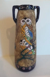 AMPHORA Reissner Austria Art Nouveau Pottery 9.75" OWL Vase, c. 1900 - Picture 1 of 10