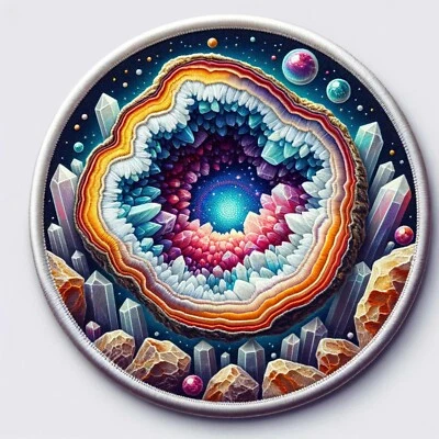 Geodes Patch Iron-on DIY Applique Clothing Vest Jacket, Cave Crystals Rock Hobby - Image 1 of 4