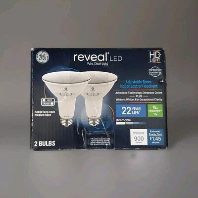 GE 2pk 75W Reveal PAR30 LED Light Bulbs - Image 1 of 3