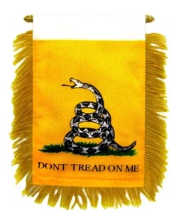 1 Dozen Don't Tread on Me Gadsden Mini Banner Flag 4x6in Rear view Mirror Flag - Picture 1 of 2