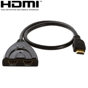 2 Ports 2x1 HDMI Pigtail Switch Switcher Cable HDTV 2K 1080p DVD PS3 XBOX Gold - Picture 1 of 3