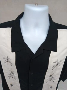 The Havanera Co Mens Black White 4XL Short Sleeve Button Up Shirt Sailing Palms - Picture 1 of 11