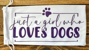 Soft Eye Sunglasses White Accessory Pouch Pull Top Purple Girl Who Loves Dogs - Picture 1 of 1