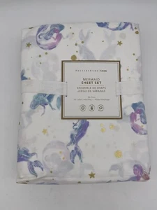 NWT Pottery Barn Teen Metallic Mermaid Twin XL Sheet Set Pink Purple Dorm Ready - Picture 1 of 4