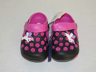 NUEVO Sandalias Zueco Playa Pacific Dreams Unicornio Rosa Negro Niños Pequeños Niñas 6 Foto 1 de 4